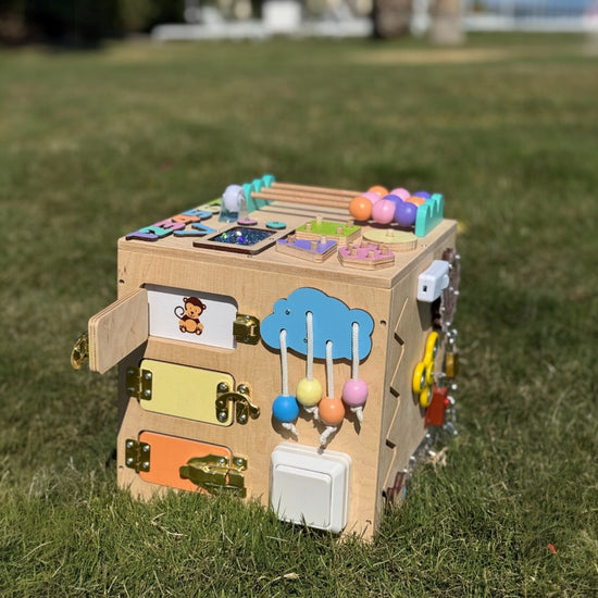 Busy cube toy for developing motor skills Montessori "Cube" 25х25х25 cm