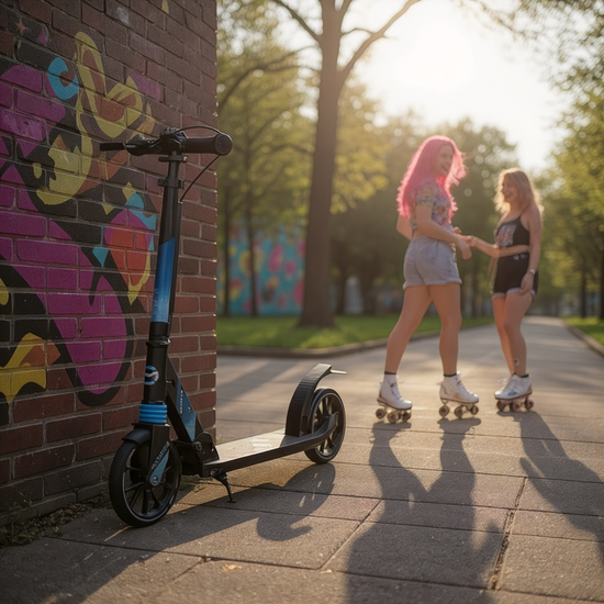 Scooter for kids and teenagers premium Delta blue from 7y.o. black