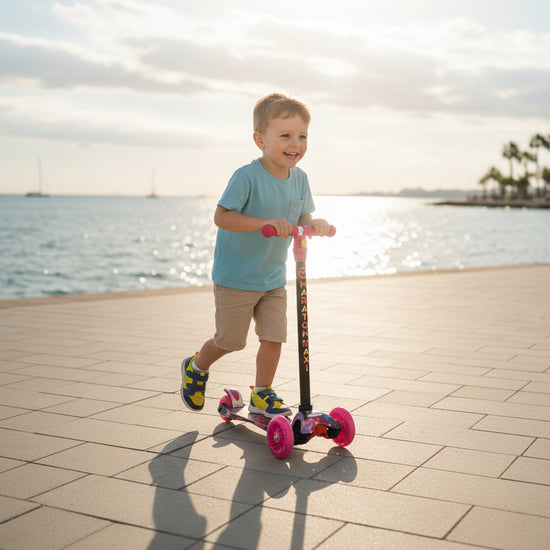 Scooter with glowing wheels for kids aged 3 and up Maxi (pink)
