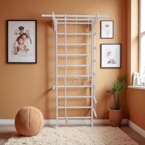 Swedish wall bars & sports complex for family using "Lux-240" white