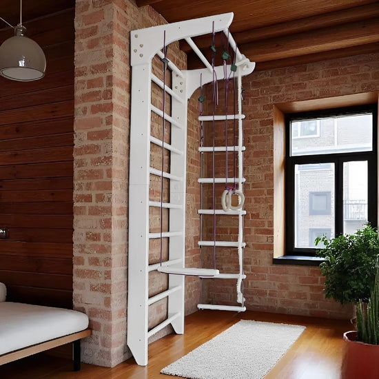 Swedish wall bars & sports complex for family using "Milan-240" white