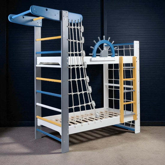 Двухъярусная кровать-спортивный уголок "Pirate Blue" 80x190 см