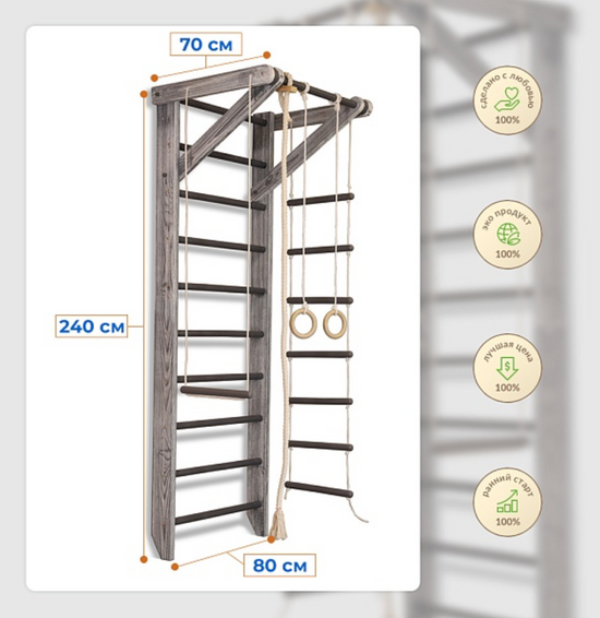 Swedish wall bars & sports complex for family using "Loft-240"