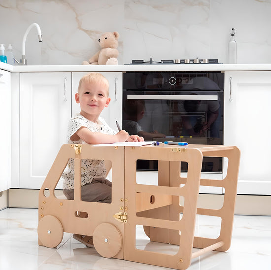 Multifunctional Montessori helper tower and table "BabyTrack"