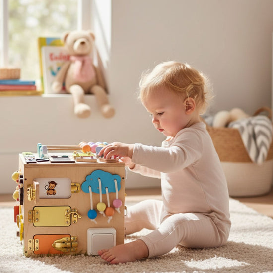 Busy cube toy for developing motor skills Montessori "Cube" 25х25х25 cm