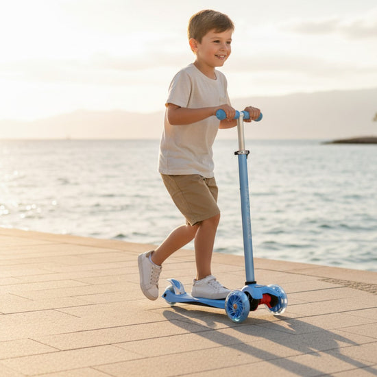 Scooter "Action blue" with glowing wheels for kids aged 3 and up