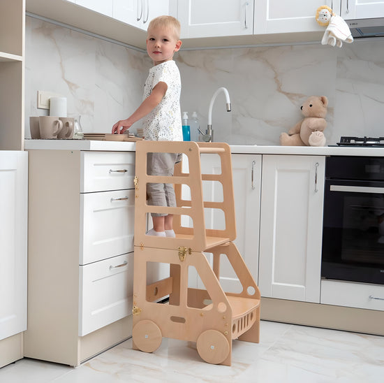 Multifunctional Montessori helper tower and table "BabyTrack"