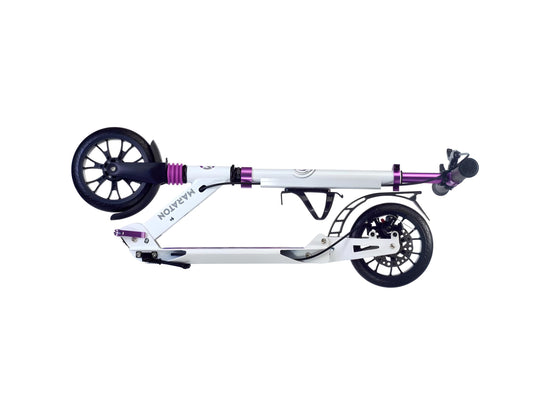 Scooter "GMC" purple with a hand-operated disc brake, foldable for teenagers aged 7 and up