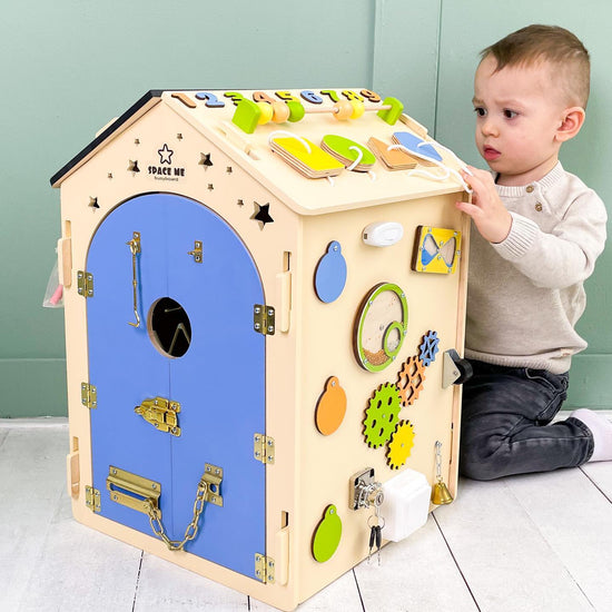 Busy house for developing motor skills Montessori "Lion" 55x35x35