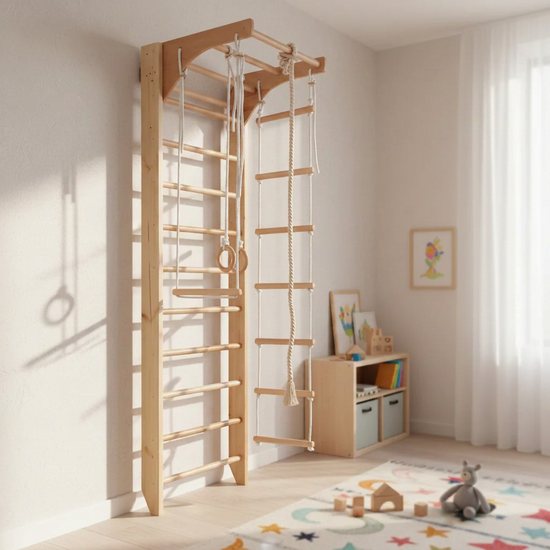 Family Swedish wall with a removable adaptive pull-up bar "Combi - 240"