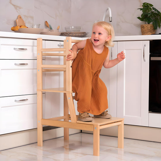 Multifunctional Montessori helper tower with additional protection "Babyguard"