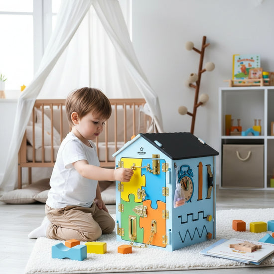 Bluemarin 45x32x32. Removable busy board for the development of children from 6 months