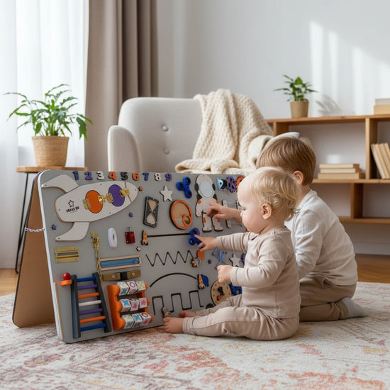 Space. Busy board and drawing board for the development of children from six months.