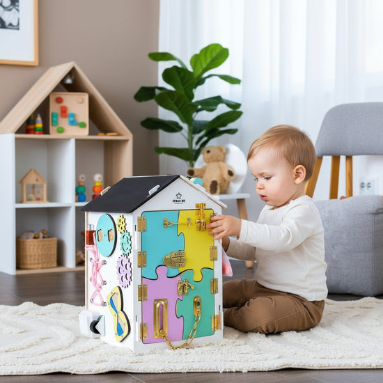 Ivory 45x32x32 busy house toy Montessori