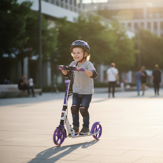 Kick scooter "Rider" with hand brake and glowing wheels for kids aged 4 and up