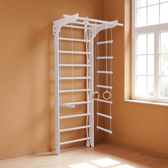 Swedish wall bars & sports complex for family using "Lux-240" white