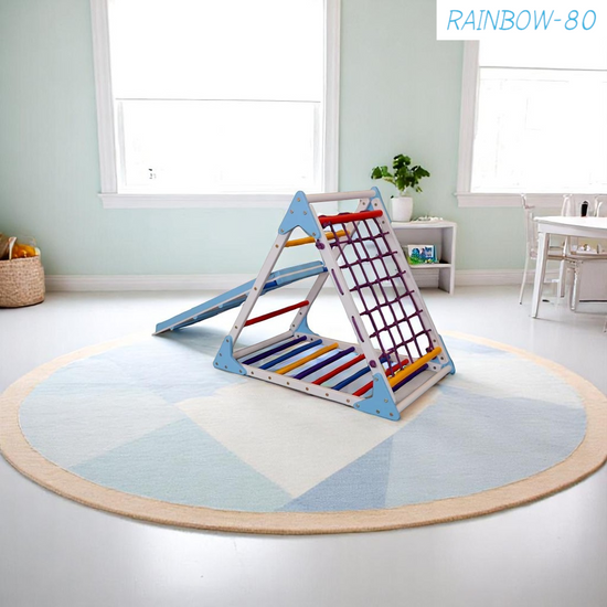 Triangle Pikler climbing wooden frame set for kids "Rainbow-80"