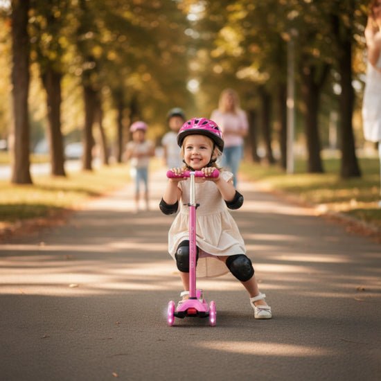Scooter "Action pink" with glowing wheels for kids aged 3 and up